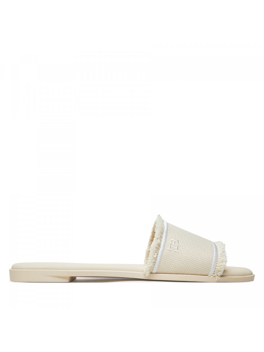 Nazouváky Tommy Hilfiger Fringe Canvas Flat Sandal FW0FW08908 Béžová